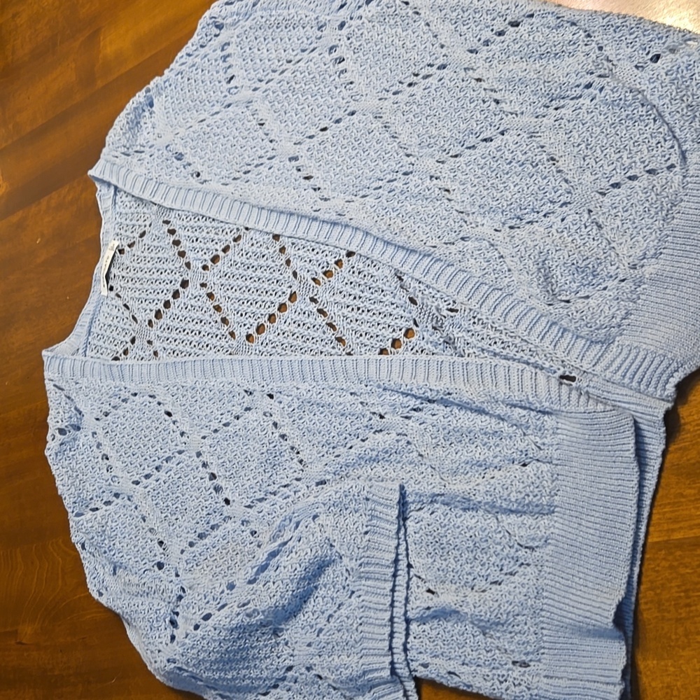 Staccato Light Blue Open Knit Cardigan